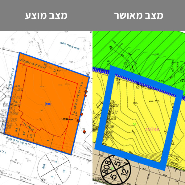 רחוב ‏‏בר האי דוד חיפה מצב מוצע מול מצב מאושר ריבועי